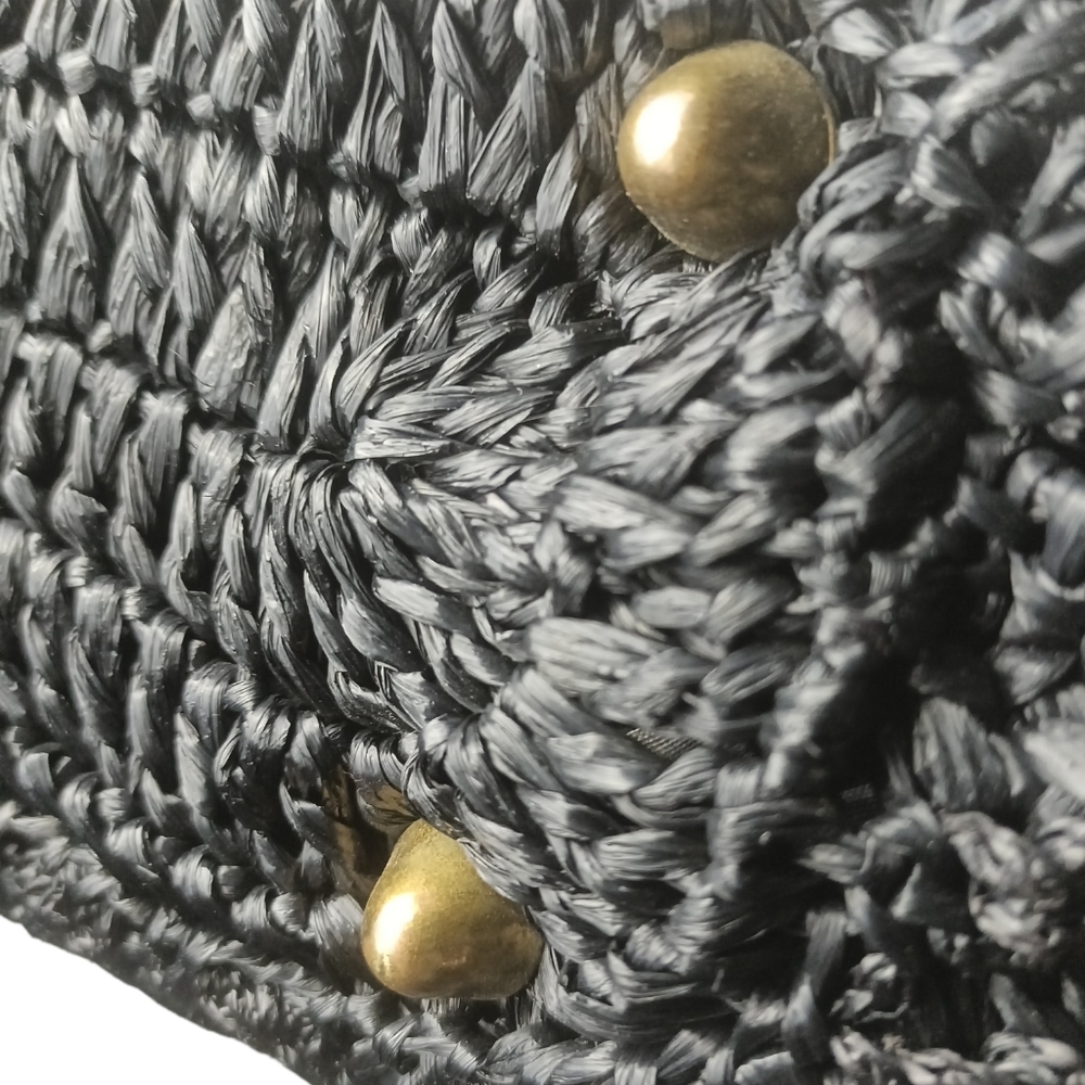 Vintage/Estate Rare Bara Japan Chevron Raffia Top Handle Purse "HOT!" - Picture 12 of 16
